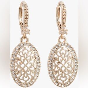 Marchesa Glass Crystal Oval Drop Earrings